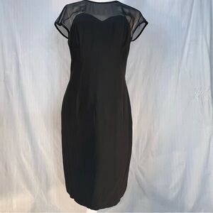Geary Roark Kamisato Vintage 90’s Black Cocktail Dress Shear Neckline USA 8